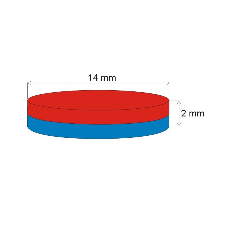 Magnet neodim cilindru cu diam.14x2 N 80 °C, VMM5-N38
