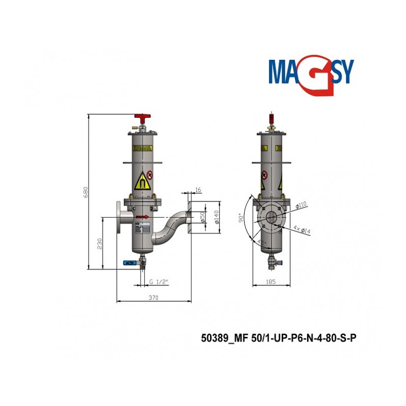 Separator magnetic lichide MF 50/1-UP-P6-N-4-80-S-P