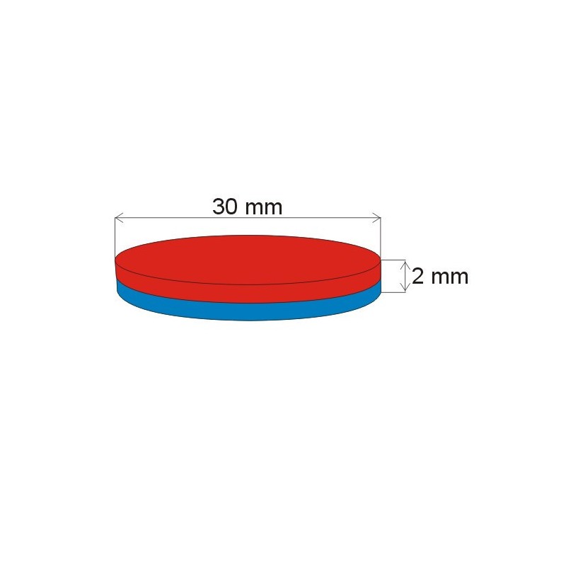 Magnet neodim cilindru cu diam.30x2 N 80 °C, VMM5-N38