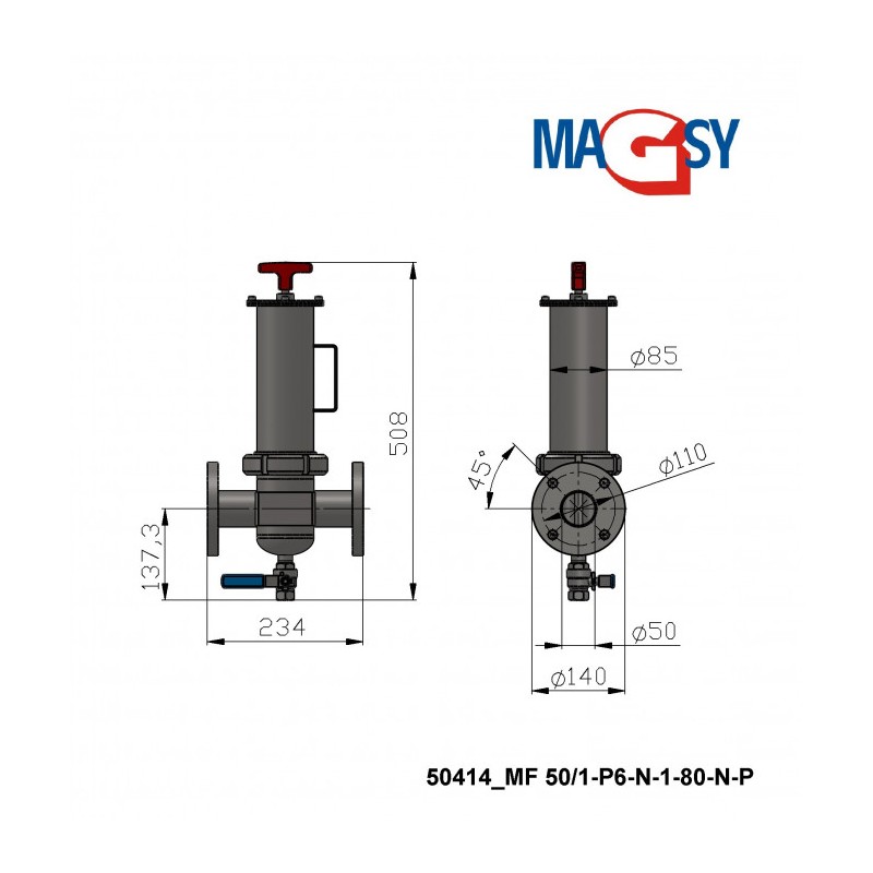 Separator magnetic lichide MF 50/1-P6-N-1-80-N-P
