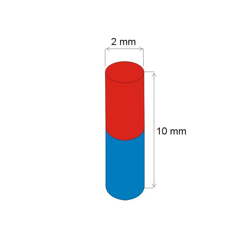 Magnet neodim cilindru cu diam.2x10 Z 80 °C, VMM4-N35