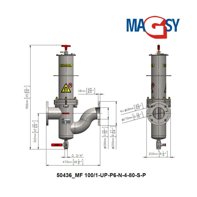 Separator magnetic lichide MF 100/1-UP-P6-N-4-80-S-P