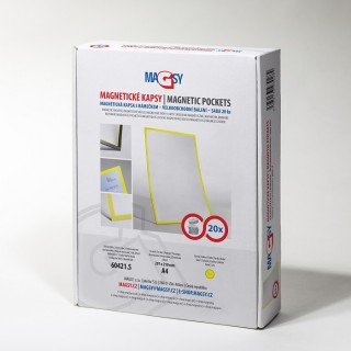 Buzunar magnetic A4 cu chenar galben - set 20 buc