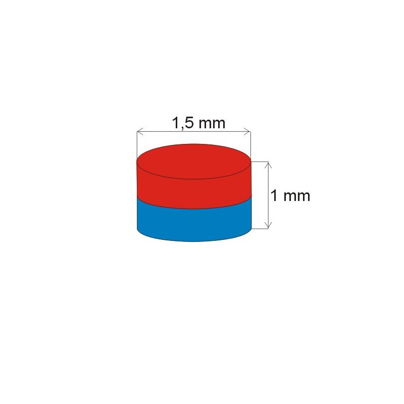 Magnet neodim cilindru cu diam.1,5x1 N 80 °C, VMM8-N45