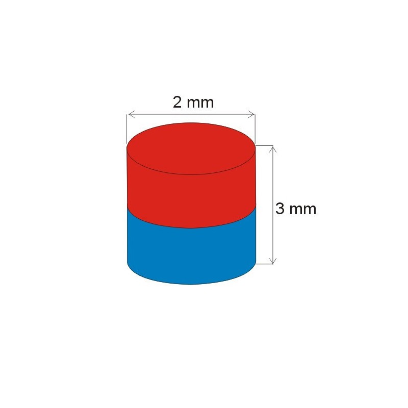 Magnet neodim cilindru cu diam.2x3 N 80 °C, VMM5-N38