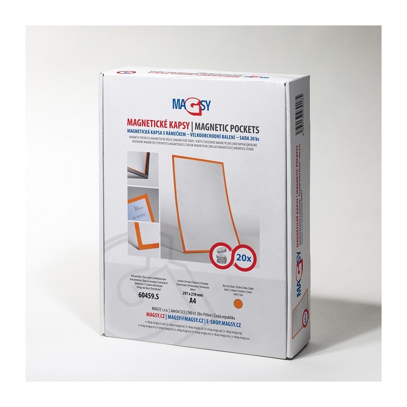 Buzunar magnetic A4 cu chenar portocaliu - set 20 buc
