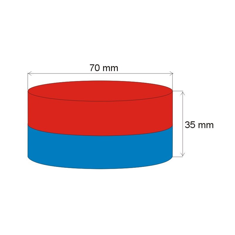 Magnet neodim cilindru cu diam.70x35 N 80 °C, VMM8