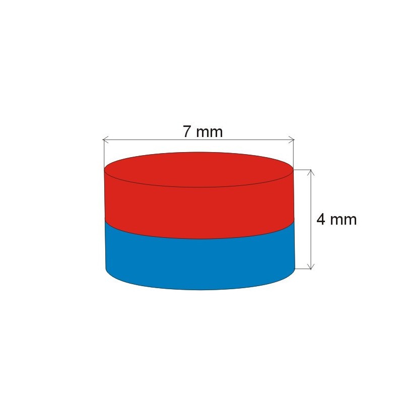 Magnet neodim cilindru cu diam.7x4 N 80 °C, VMM7-N42