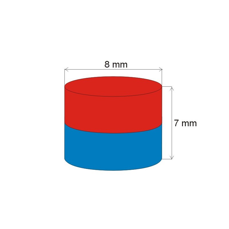 Magnet neodim cilindru cu diam.8x7 N 80 °C, VMM7-N42