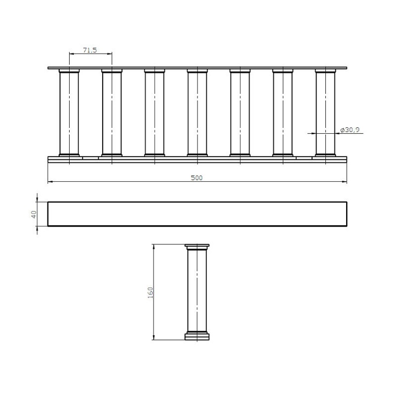 Grilă magnetică MR 500x160x40/7 F