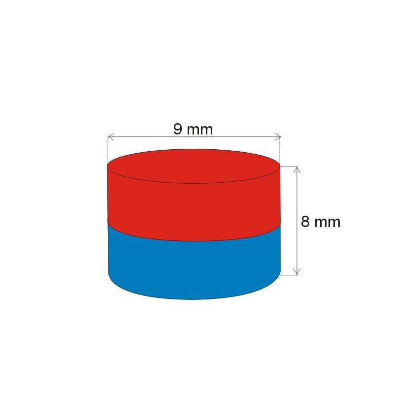 Magnet neodim cilindru cu diam.9x8 N 80 °C, VMM4-N30