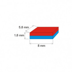 Magnet neodim bloc 8x5,6x1,6 P 180 °C, VMM5UH-N35UH