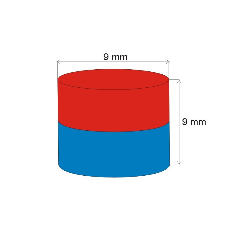 Magnet neodim cilindru cu diam.9x9 N 80 °C, VMM7-N42