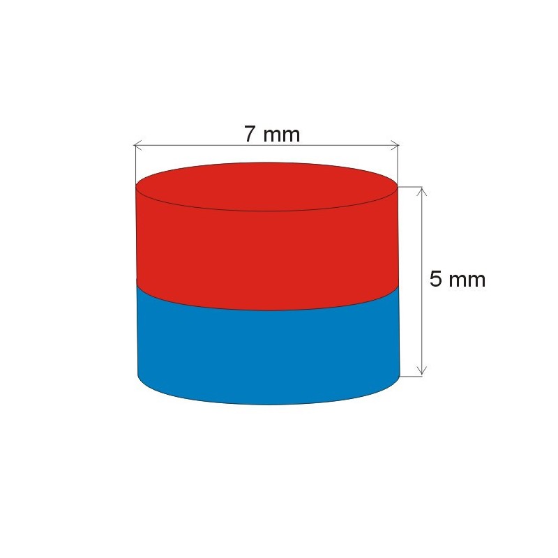 Magnet neodim cilindru cu diam.7x5 N 80 °C, VMM7-N42