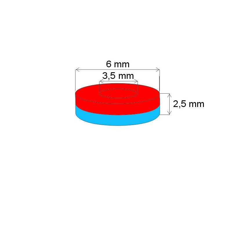 Magnet neodim inel cu diam.6x diam.3,5x2,5 N 80 °C, VMM4-N30