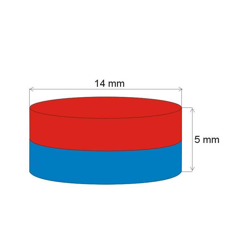 Magnet neodim cilindru cu diam.14x5 N 80 °C, VMM7-N42