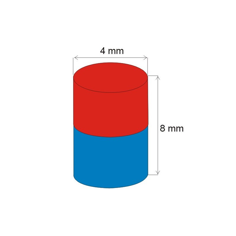 Magnet neodim cilindru cu diam.4x8 N 80 °C, VMM2-N30