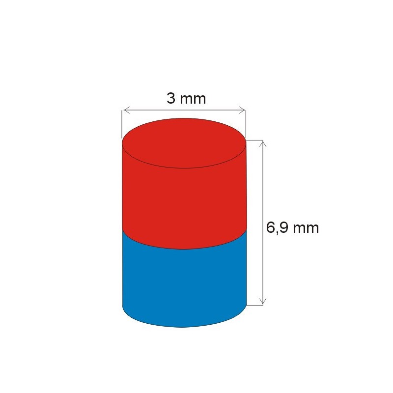 Magnet neodim cilindru cu diam.3x6,9 N 80 °C, VMM4-N35