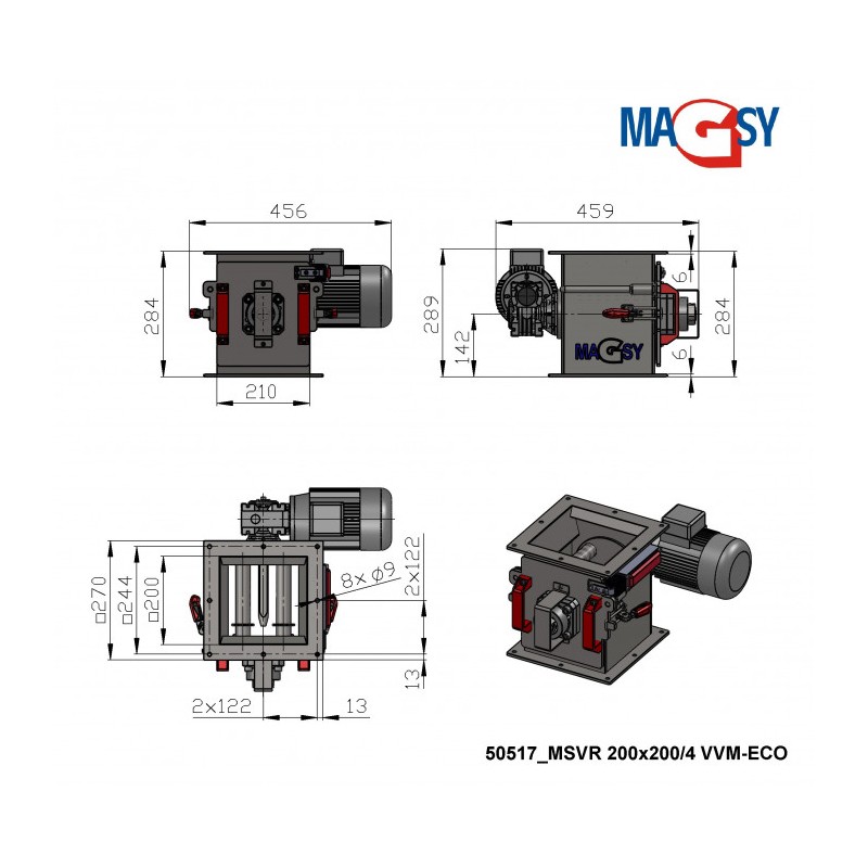 Separator magnetic cu grilă rotativă MSVR 200x200/4 VVM-ECO