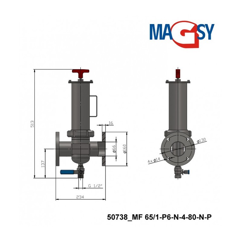 Separator magnetic lichide MF 65/1-P6-N-4-80-N-P