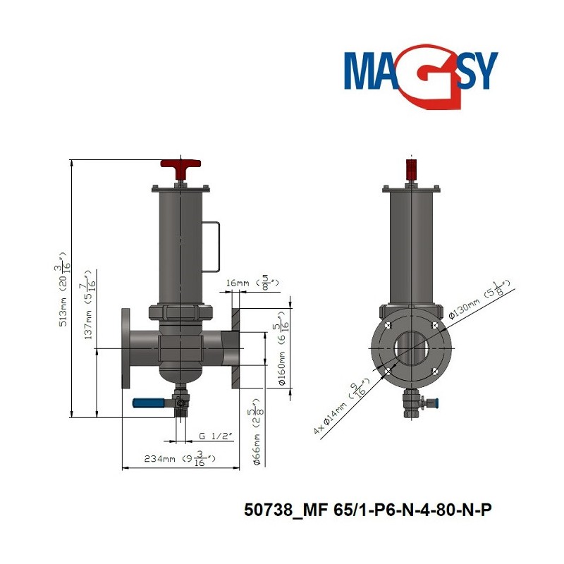 Separator magnetic lichide MF 65/1-P6-N-4-80-N-P
