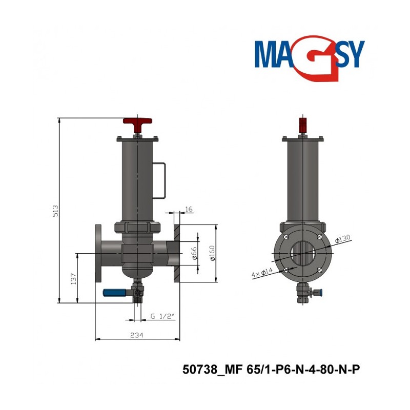 Separator magnetic lichide MF 65/1-P6-N-4-80-N-P