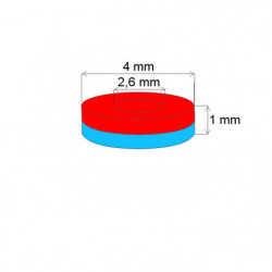 Magnet neodim inel cu diam.4x diam.2,6x1 Z 80 °C, VMM10-N50