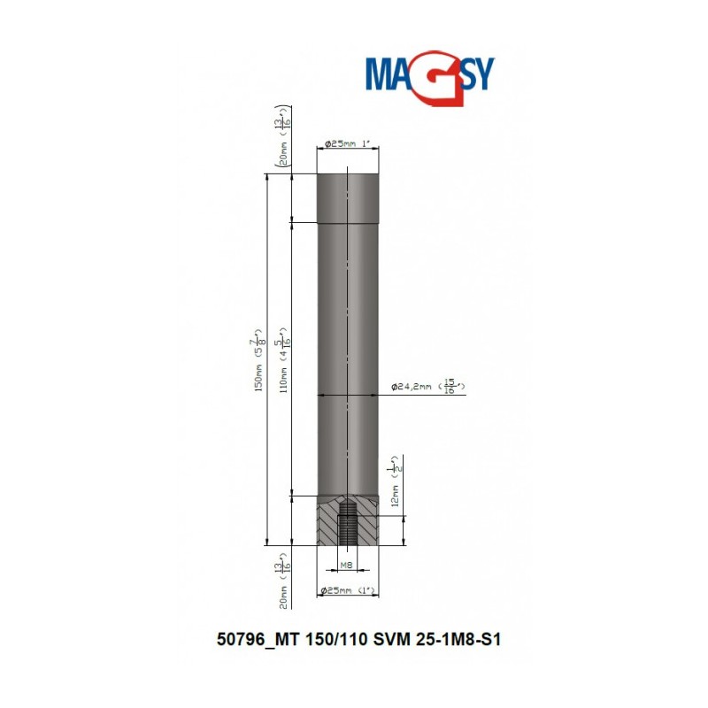 Bară magnetică - NdFeB diam.25 x 150 mm