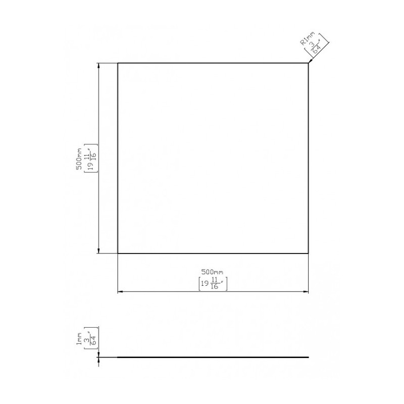 Tablă inox grosime 1 mm, dimensiune 500x500 mm