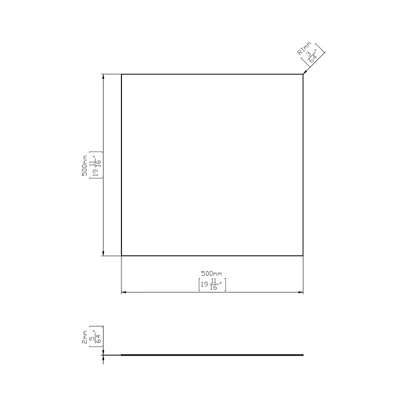 Tablă inox grosime 2 mm, dimensiune 500x500 mm