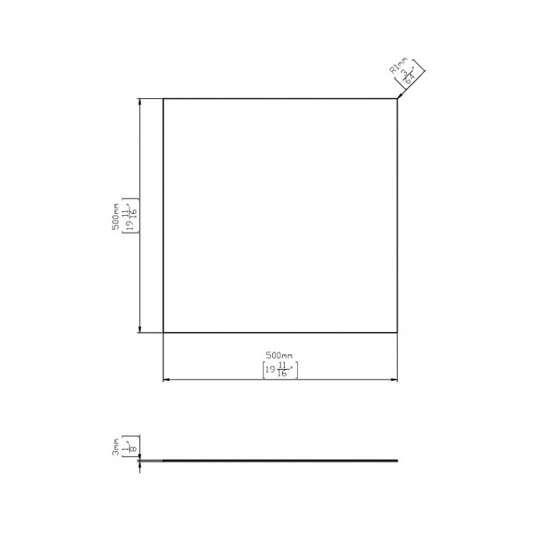 Tablă inox grosime 3 mm, dimensiune 500x500 mm