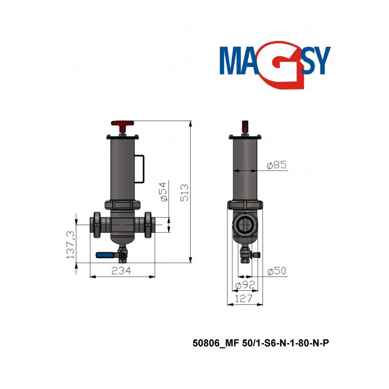 Separator magnetic lichide MF 50/1-S6-N-1-80-N-P