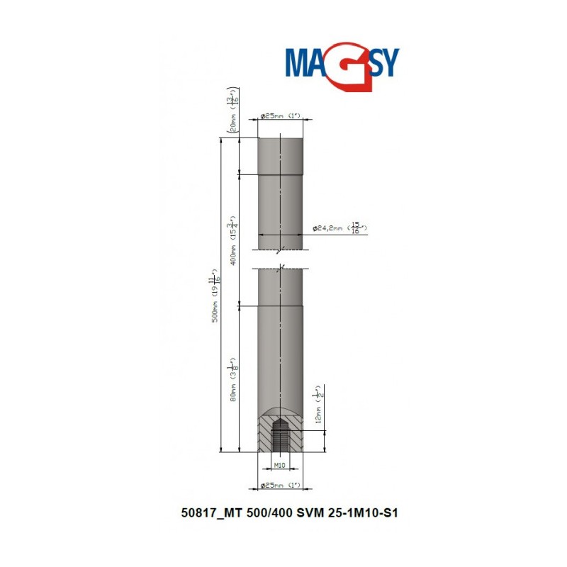 Bară magnetică - NdFeB diam.25 x 500 mm