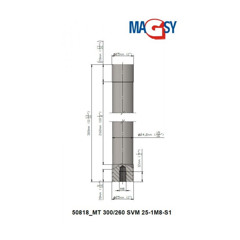 Bară magnetică - NdFeB diam.25 x 300 mm