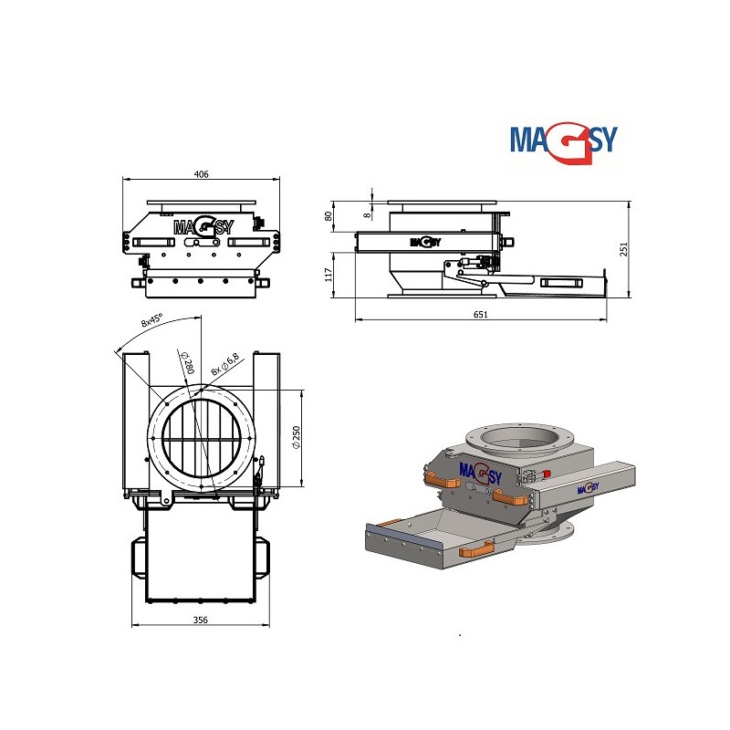 Separator magnetic cu grile MSV 200/7 VVM-UP-P-1-80-TP-RP