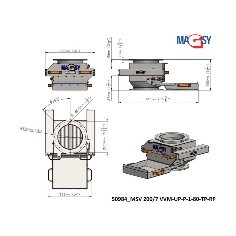 Separator magnetic cu grile MSV 200/7 VVM-UP-P-1-80-TP-RP