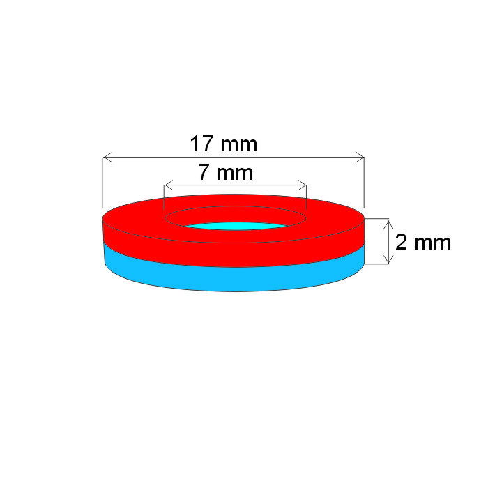Magnet neodim inel cu diam.17x diam.7x2 N 120 °C, VMM4H-N35H