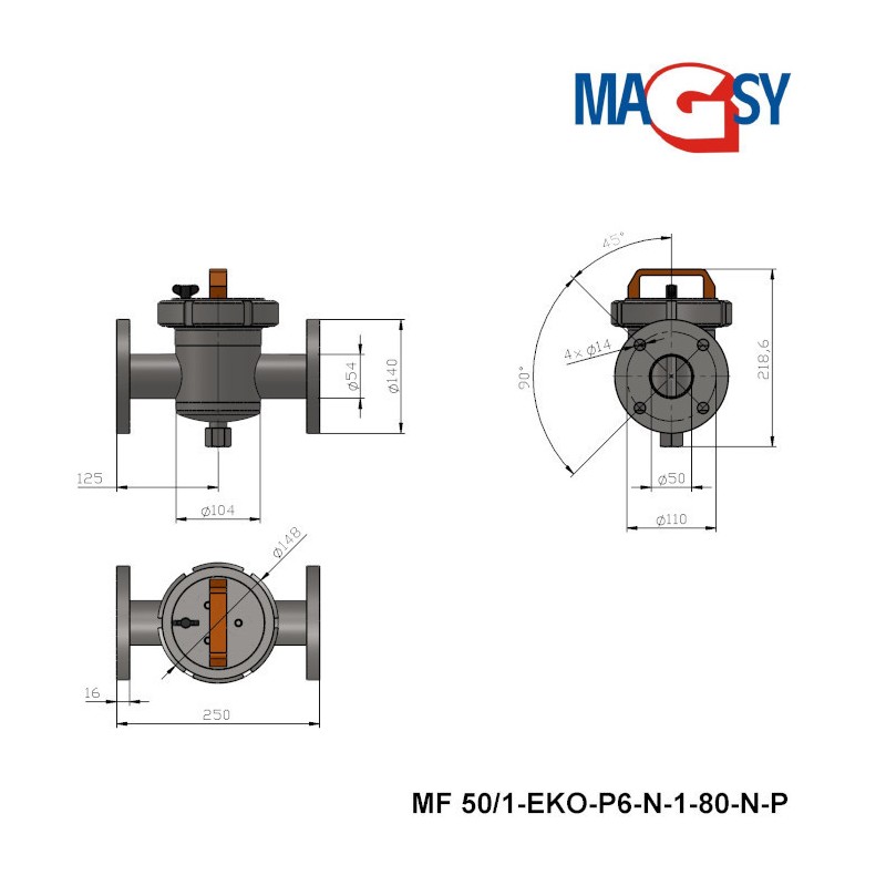 Separator magnetic lichide MF 50/1 EKO-P6-N-1-80-N-P
