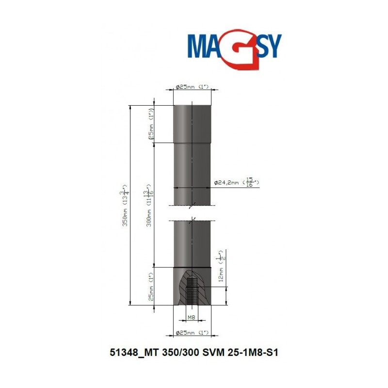 Bară magnetică - NdFeB diam.25 x 350 mm