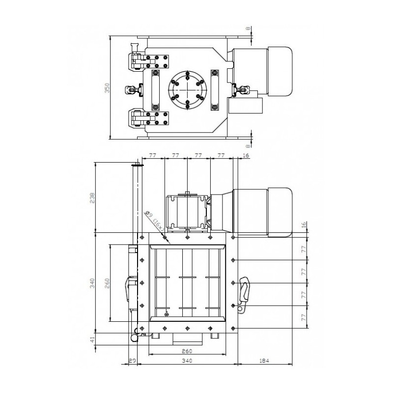 Separator magnetic cu grilă rotativă MSVR 260x260/4 VVM-P-1-80-TP-RL