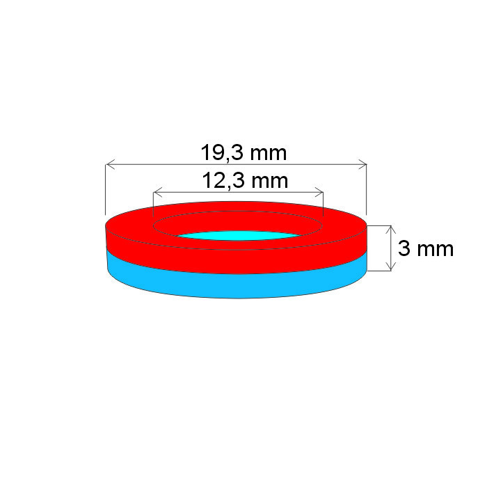 Magnet neodim inel cu diam.19,3x12,3x3 N 150 °C, VMM4SH-N35SH