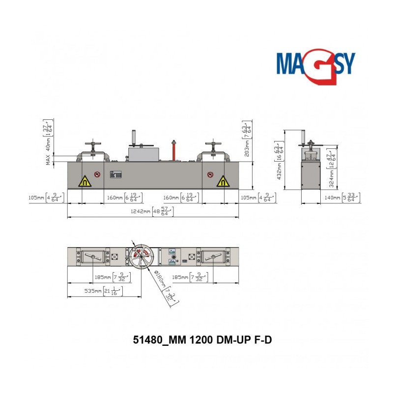 Mătură magnetică pentru cărucioare de curățenie MM 1200 DM-UP F-D