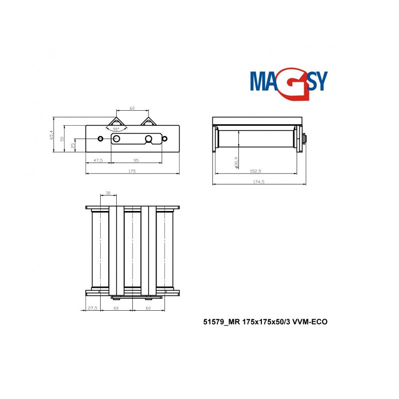 Grilă magnetică MR 175x175x50/3 VVM ECO