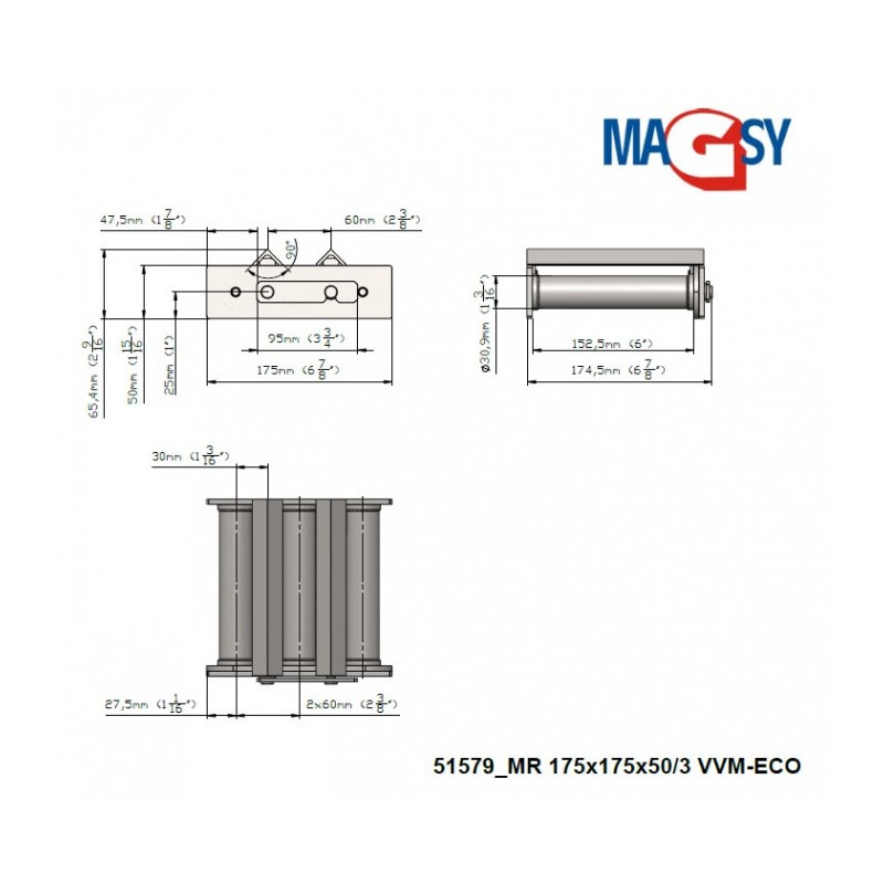 Grilă magnetică MR 175x175x50/3 VVM ECO