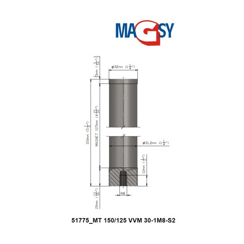 Bară magnetică - NdFeB diam.30 x 150 mm