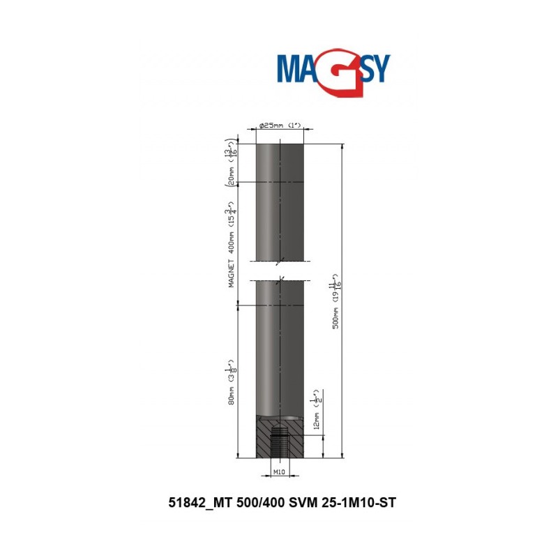 Bară magnetică - NdFeB diam.25 x 500 mm