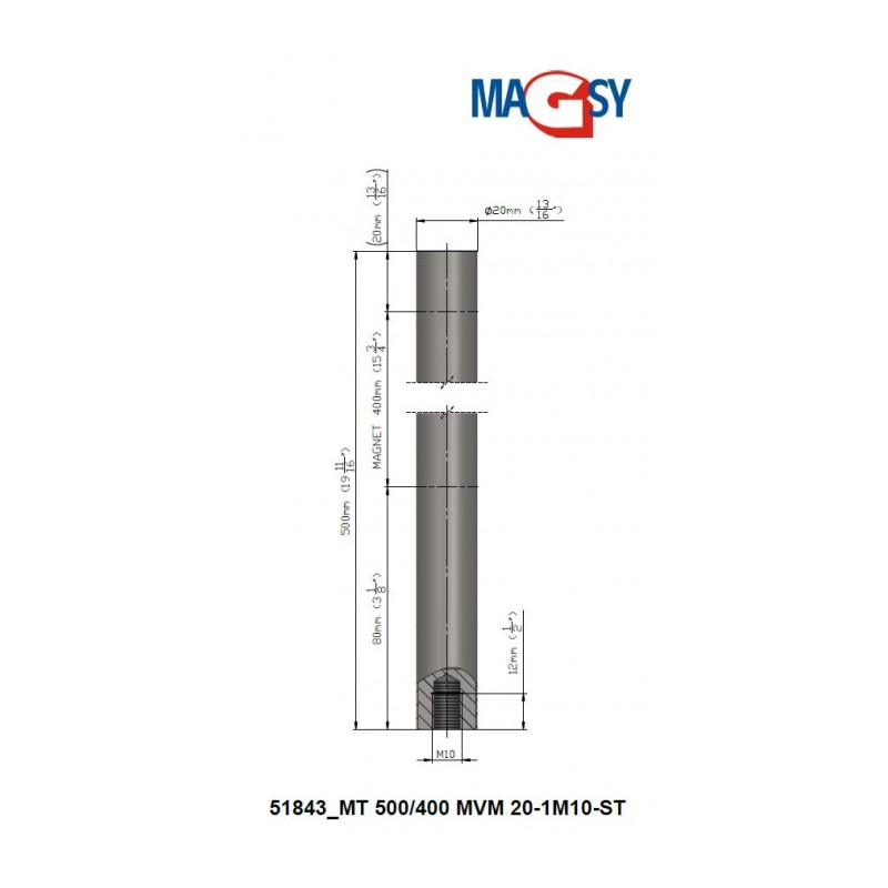 Bară magnetică - NdFeB diam.20 x 500 mm