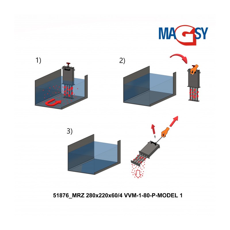 Separator magnetic pentru sisteme de racire si emulsii MRZ 280x220x60/4 VVM-1-80-P-MODEL 1