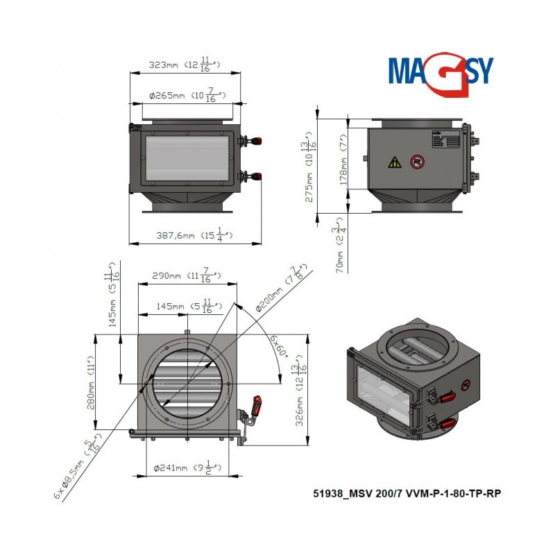 Separator magnetic cu grile MSV 200/7 VVM-P-1-80-TP-RP