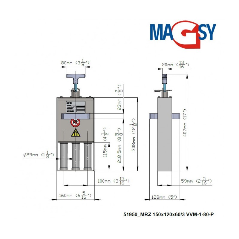 Separator magnetic pentru sisteme de racire si emulsii MRZ 150x120x60-3 VVM